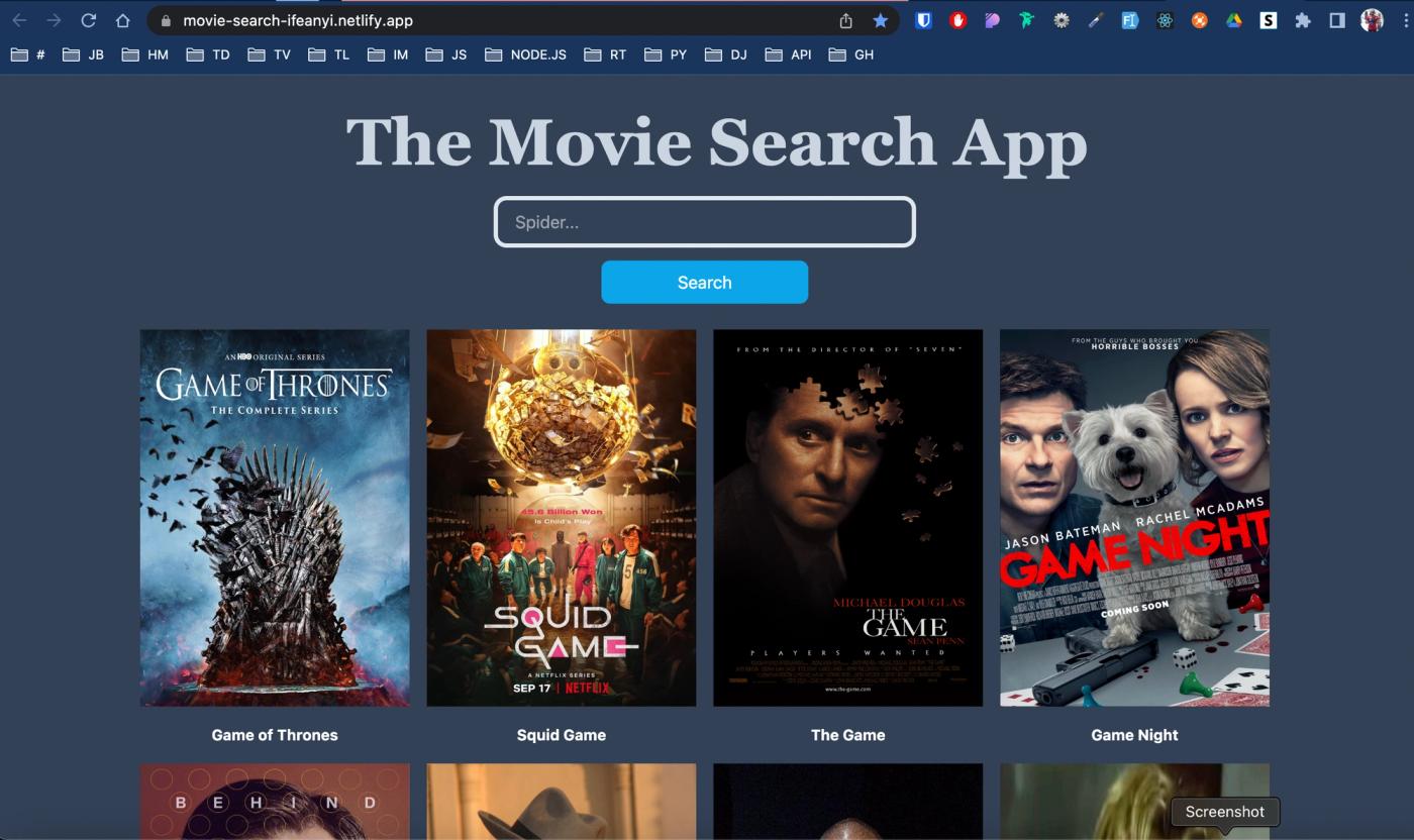 React Movie Search App screenshot