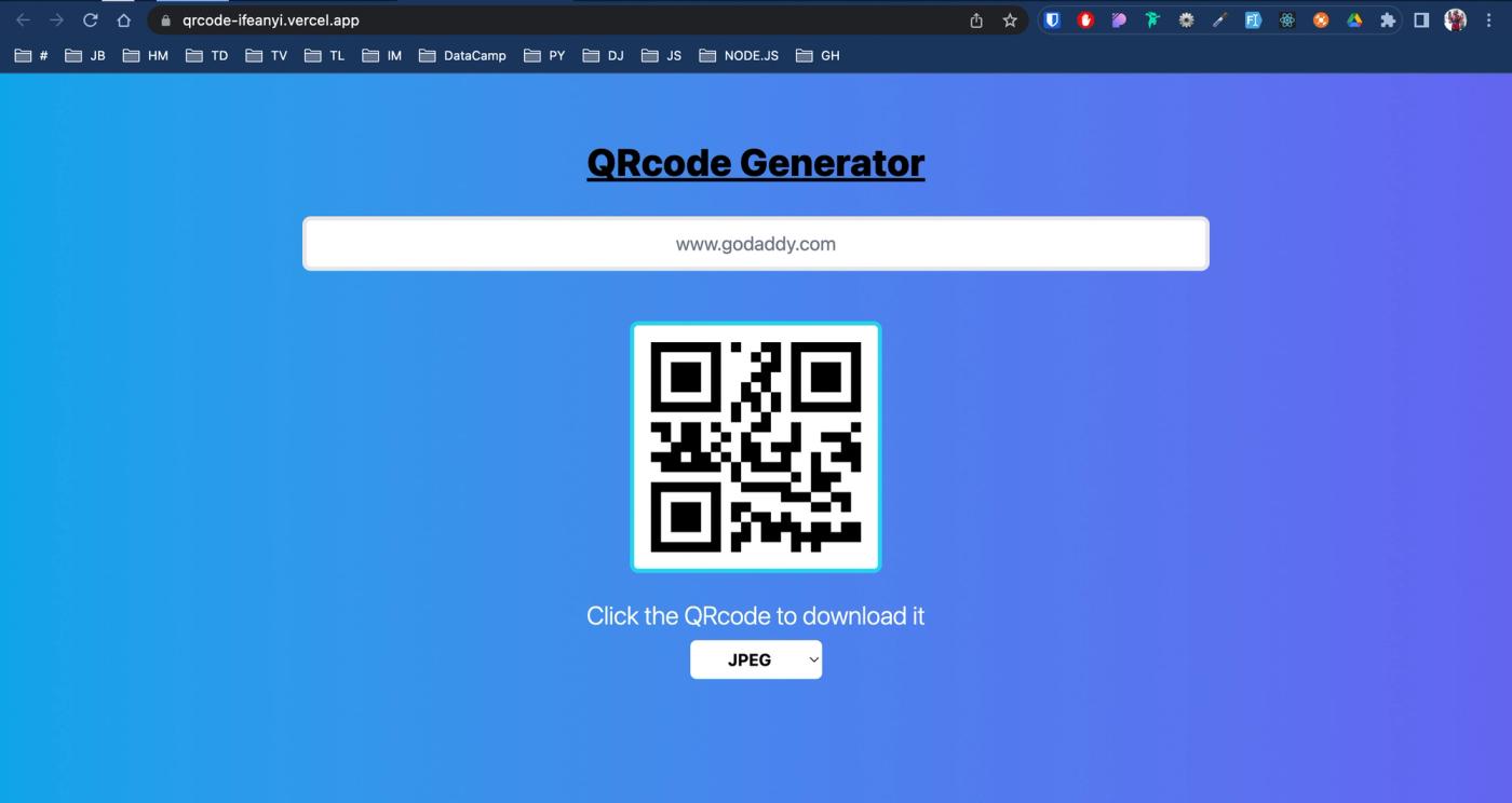 React QRcode Generator screenshot